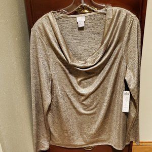 CHICO’S SZ. 2 lovely gold tone top $29